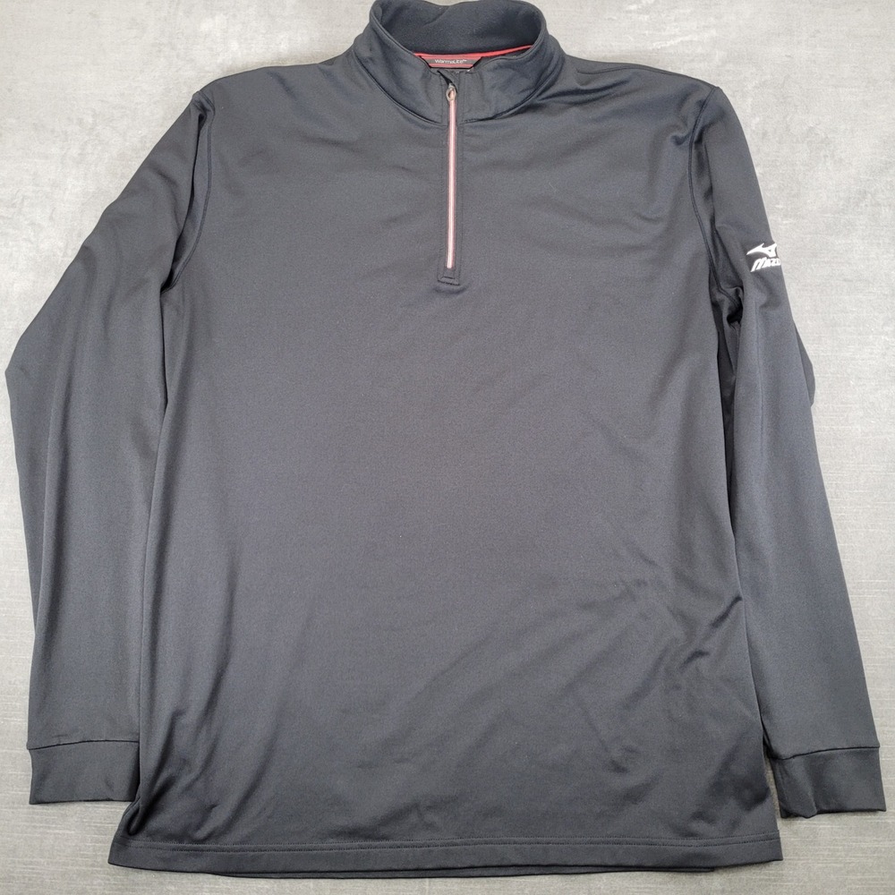 Mizuno‎ WarmaLite Mens XL Black Quarter Zip Long Sleeve Performance Pullover Top